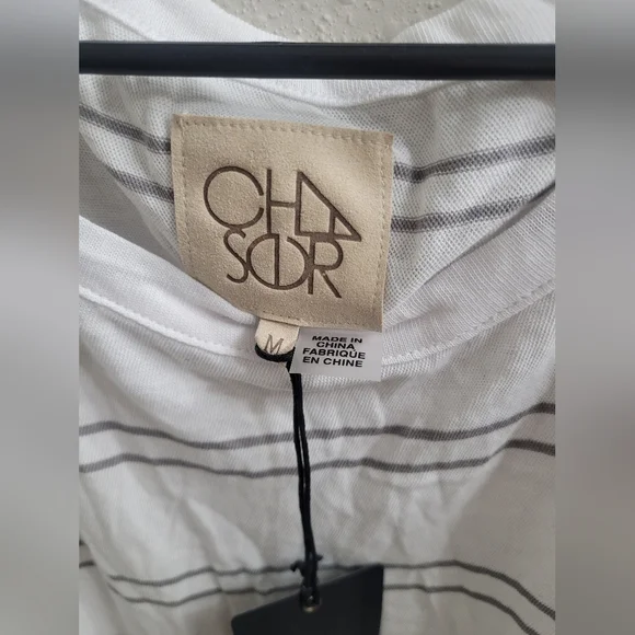 Chaser Striped Double Ruffle Shoulder Raglan Tee Sz M - Picture 5 of 5